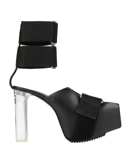 Rick Owens Black Sandals Textile Fibers, Leather