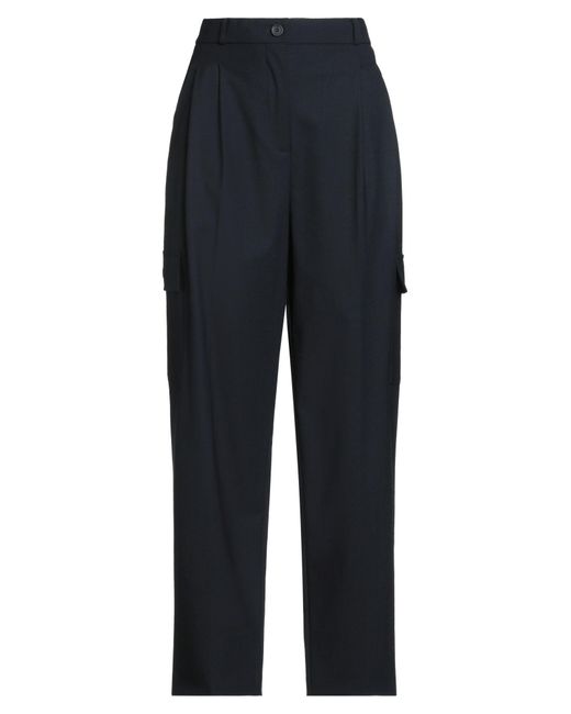Semicouture Blue Pants Polyester, Virgin Wool, Elastane