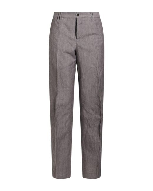 PT Torino Gray Pants Virgin Wool, Linen for men
