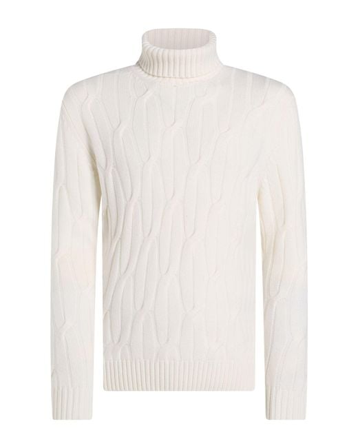 LUIGI GENTILE White Ivory Turtleneck Cashmere for men