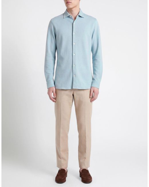 Boglioli Blue Shirt Cotton, Elastane for men