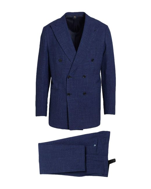 Luigi Borrelli Napoli Blue Suit Wool, Silk, Linen, Lyocell for men