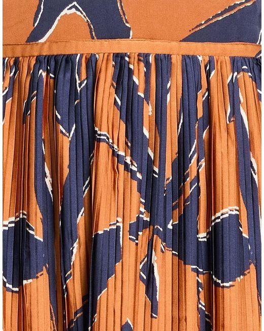 Ba&sh Orange Camel Midi Skirt Polyester