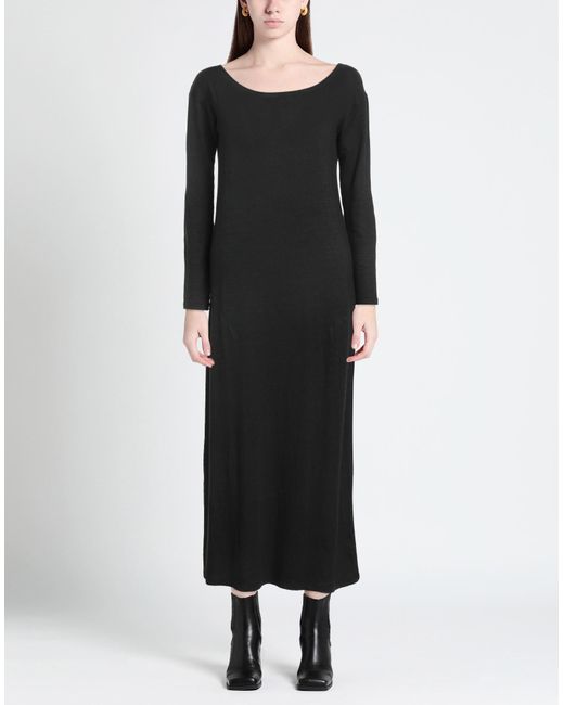 Base London Black Midi Dress Linen, Elastane