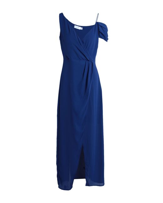 Vila Synthetic Long Dress in Dark Blue (Blue) | Lyst