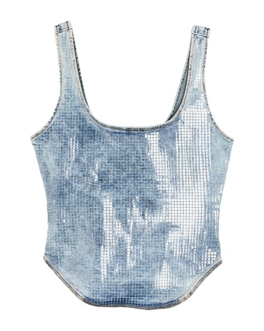DIESEL Blue Top Cotton, Polyester, Elastane