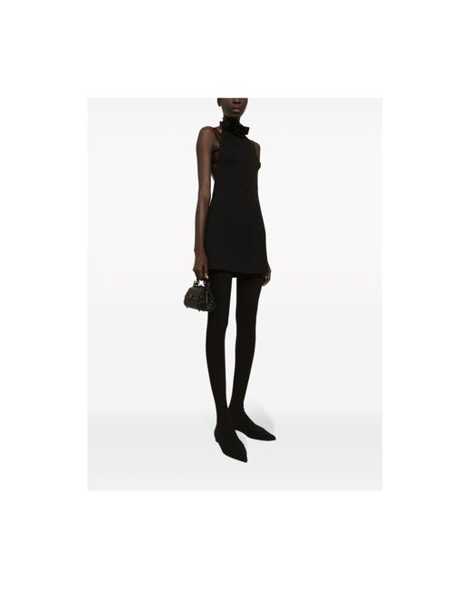 Dolce & Gabbana Black Kurzes Kleid Aus Wolle
