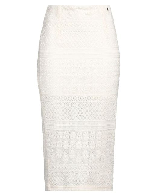 Liu Jo Women's White Midi Skirt Cotton, Polyamide, Elastane