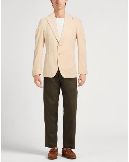 Isaia Natural Blazer Wool, Silk, Polyamide, Elastane for men