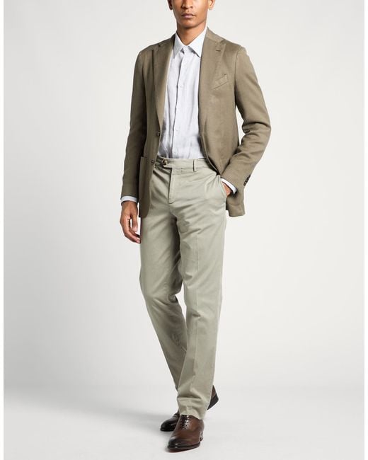 Brunello Cucinelli Gray Pants Cotton, Elastane for men