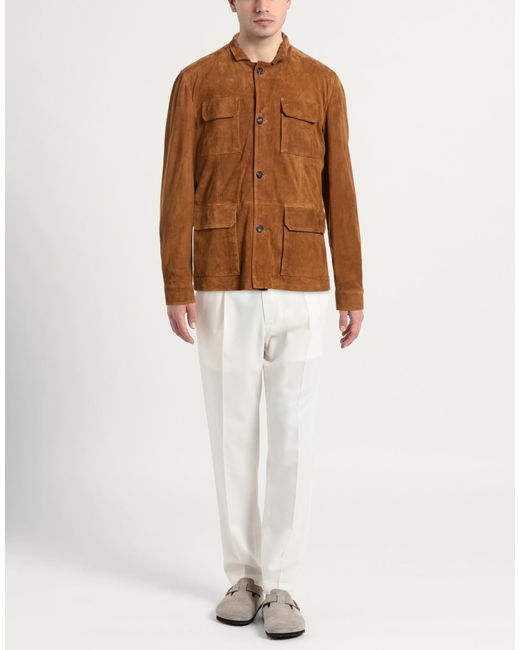 Manto Brown Camel Jacket Leather for men