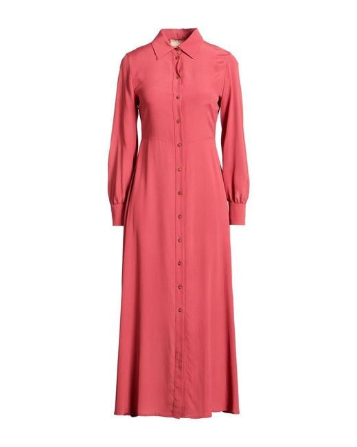 Momoní Red Midi Dress Acetate, Silk