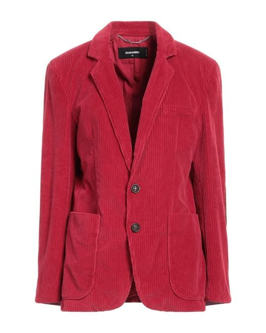 DSquared² Red Blazer Cotton, Elastane, Calfskin