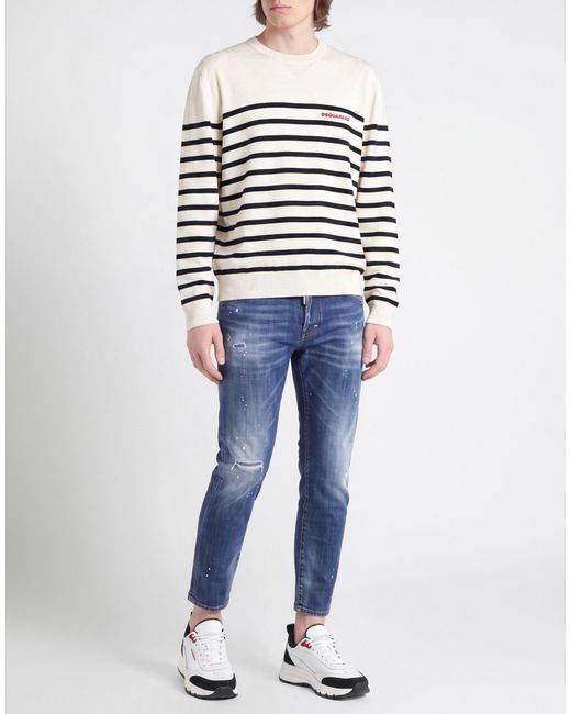 DSquared² White Cream Sweater Wool for men