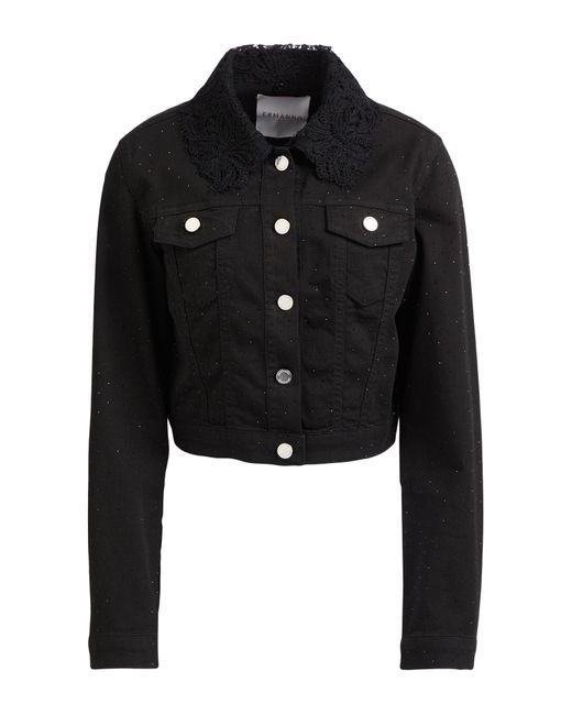 ERMANNO FIRENZE Black Jacket Cotton, Elastane, Polyester, Polyamide