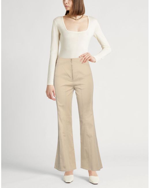 Alberta Ferretti Natural Sand Pants Cotton, Elastane