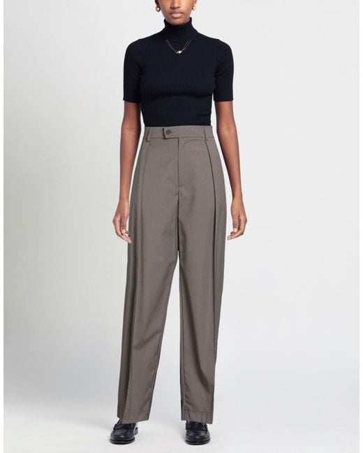 SKILLS & GENES Gray Pants Polyester, Viscose, Wool, Elastane