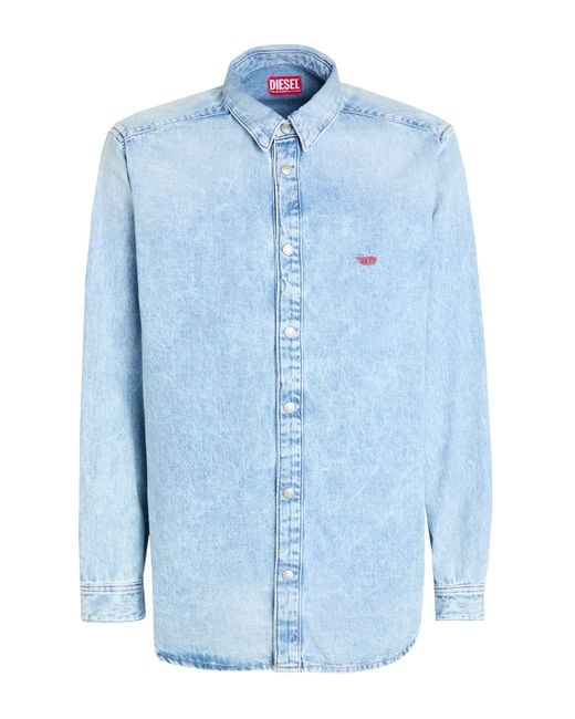 DIESEL Blue Denim Shirt Cotton for men