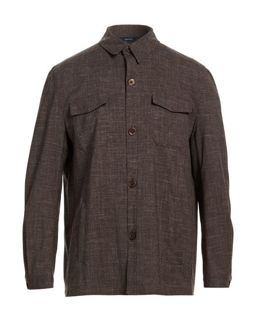 Tombolini Brown Chocolate Jacket Wool, Silk, Linen, Elastane for men