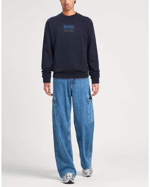 Napapijri Blue Midnight Sweatshirt Cotton for men