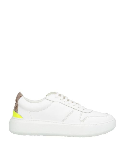 Herno White Sneakers Leather, Textile Fibers