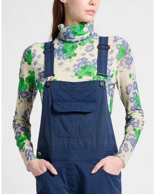 Semicouture Blue Overalls Cotton, Elastane