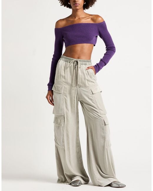 Rick Owens White Light Pants Viscose, Silk, Cotton