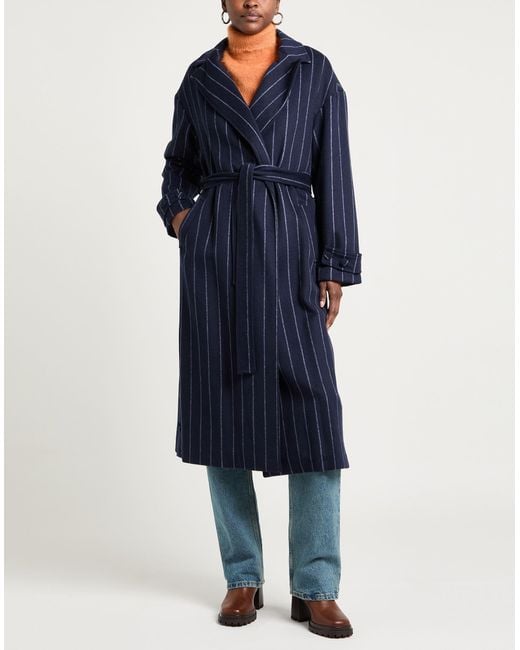 Cristinaeffe Blue Midnight Coat Polyester, Wool