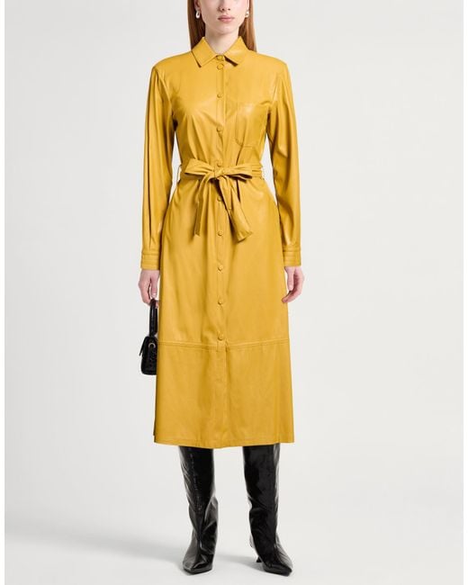 Pinko Yellow Midi Dress Polyester, Polyurethane