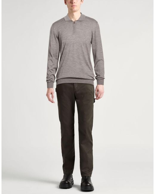 Fedeli Gray Sweater Virgin Wool for men