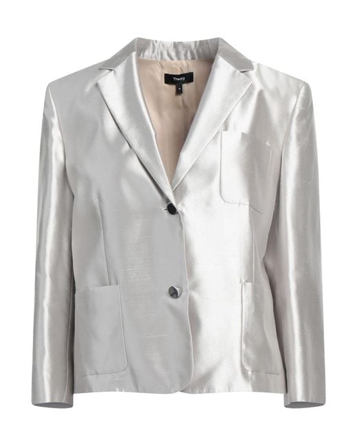 Theory Gray Blazer Silk