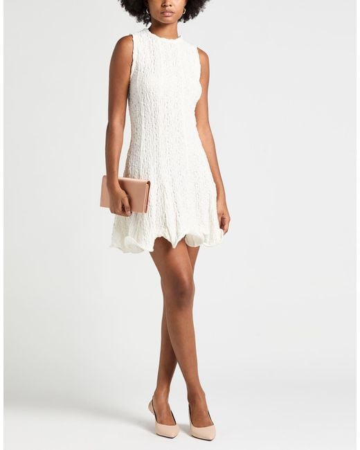 MSGM White Ivory Mini Dress Cotton, Polyamide, Elastane