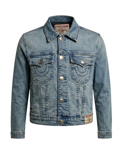 True Religion Blue Denim Outerwear Cotton, Polyester, Rayon, Elastane