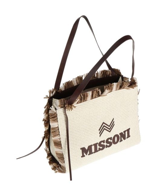 Missoni Natural Ivory Handbag Textile Fibers, Leather