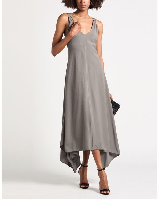 AMI Gray Khaki Maxi Dress Virgin Wool