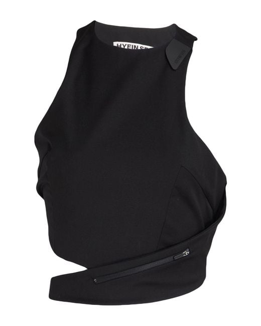 Hyein Seo Black Top Wool, Polyester, Polyurethane