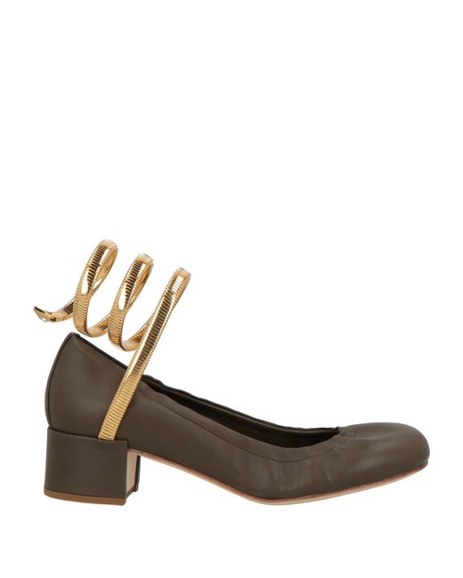 Rene Caovilla Multicolor Military Pumps Leather, Metal