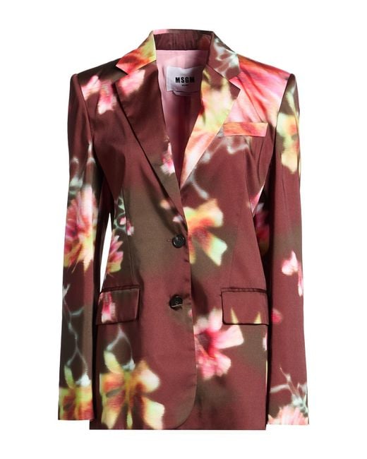 MSGM Red Chocolate Blazer Polyester