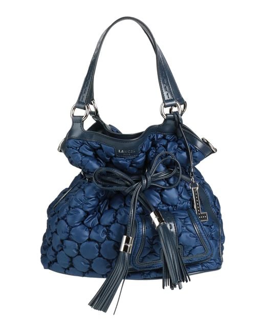 Lancel Blue Handbag Leather, Textile Fibers
