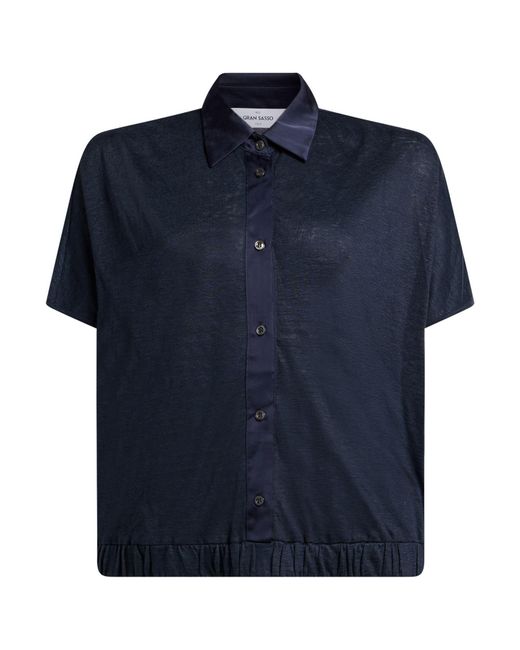 Gran Sasso Blue Midnight Polo Shirt Linen