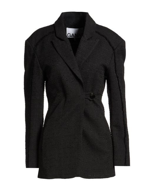 Ganni Black Blazer Organic Cotton, Recycled Polyester, Polyester