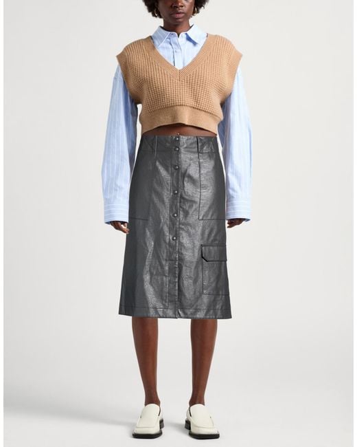 Beatrice B. Gray Midi Skirt Polyurethane