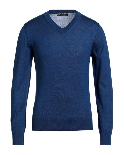 Dolce & Gabbana Blue Sweater Cashmere, Silk for men