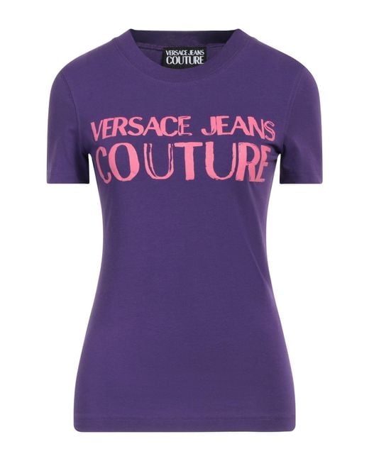 Versace Jeans Couture Purple T-Shirt Cotton, Elastane