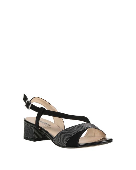 Melluso Black Sandals Leather, Textile Fibers