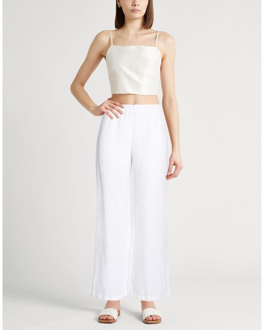 120% Lino White Pants Linen