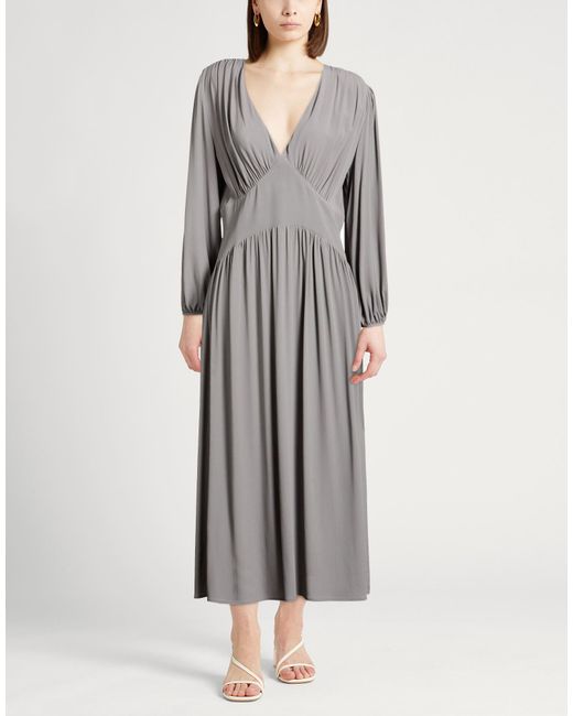Semicouture Gray Midi Dress Acetate, Silk