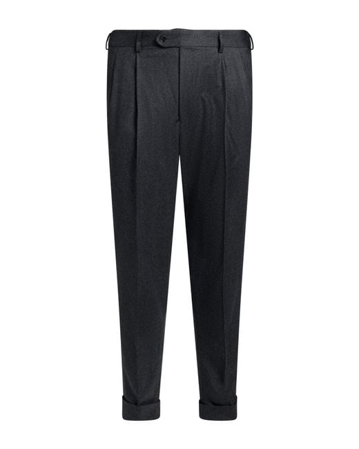 Luigi Bianchi Black Charcoal Pants Virgin Wool for men