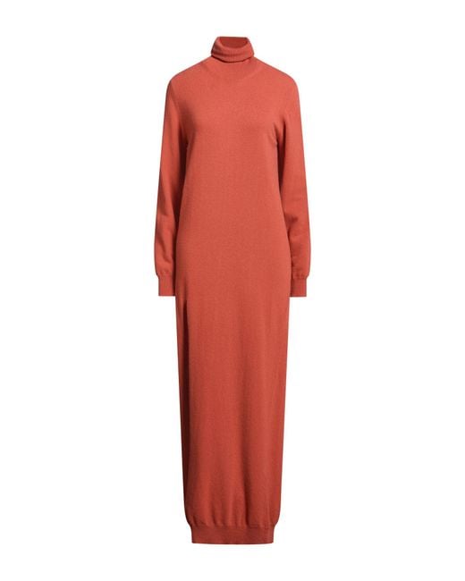 Semicouture Red Maxi Dress Virgin Wool, Cashmere