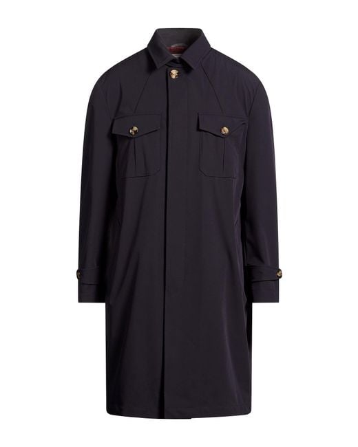 Brunello Cucinelli Blue Midnight Overcoat & Trench Coat Polyamide, Elastane for men
